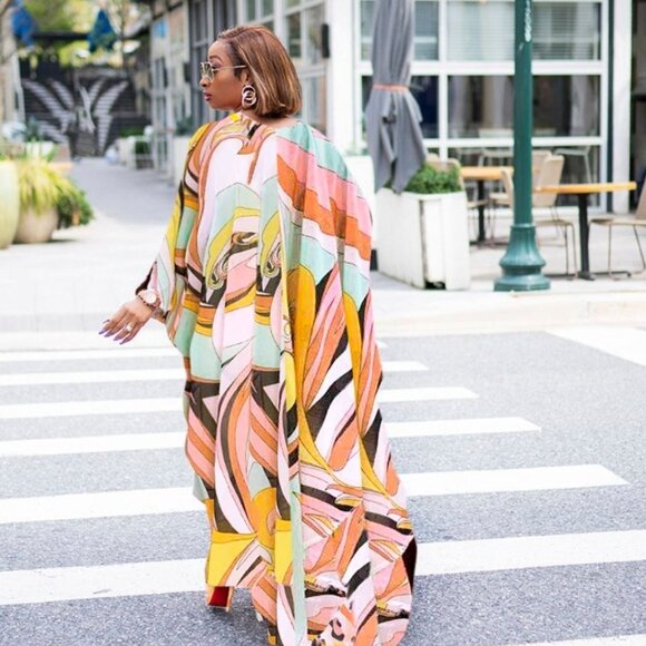 DivAbby | Rich Queen Vibes 2pc Kaftan Top/Pant Set | Multi-Color | Size L | NWOT - Picture 2 of 7